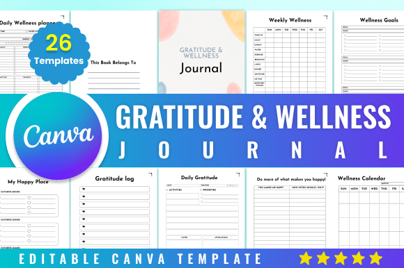 Download Editable Gratitude &amp; Wellness Journal - Journal Collection