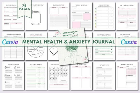 Download Mental Health &amp; Anxiety Journal Canva - Journal Collection