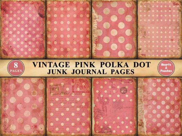 Download Vintage Pink Polka Dot Junk Journal Page - Journal Collection