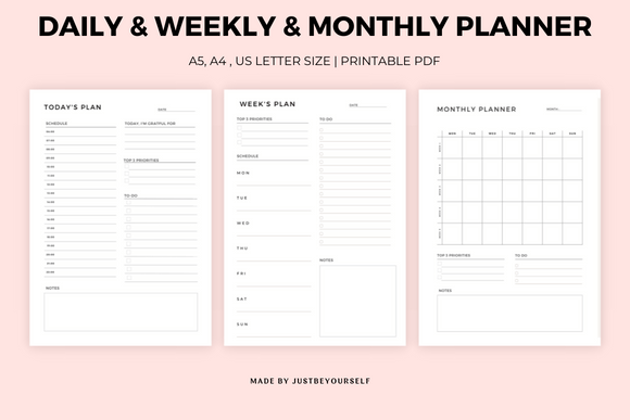 Download Daily, Weekly, Monthly Planner Printable - Printable Collection