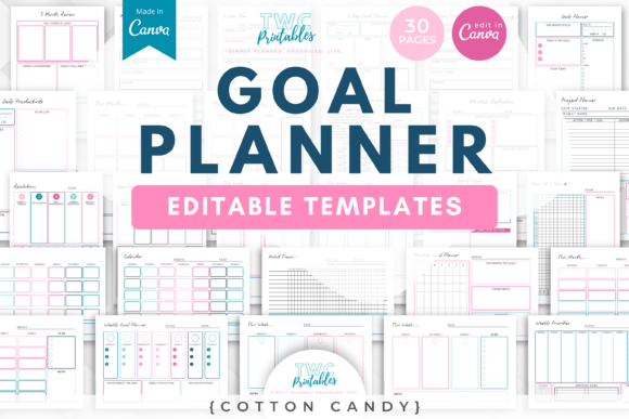 Download Goal Planner Canva Templates | COTTON CA - Planner canva templates Collection