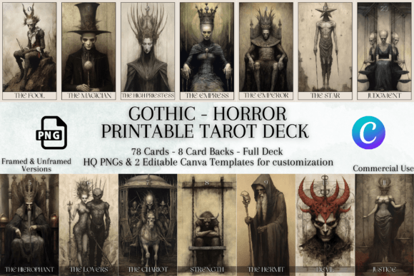 Download Horror Printable Tarot Deck | 78 Cards - Printable Collection