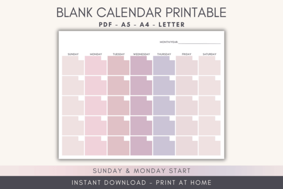 Download Mauve Blank Calendar Printable - Printable Collection