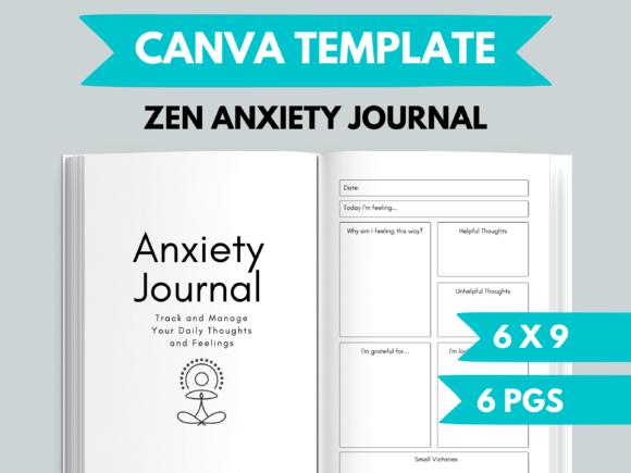 Download Anxiety Journal Zen Theme for Canva - Journal Collection