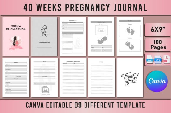 Download Editable 40 Weeks Pregnancy Journal for - Journal Collection