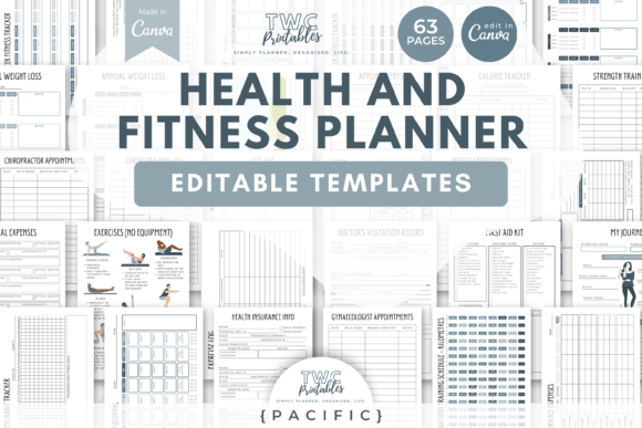 Download Fitness Planner Canva Templates | PAC - Planner canva templates Collection