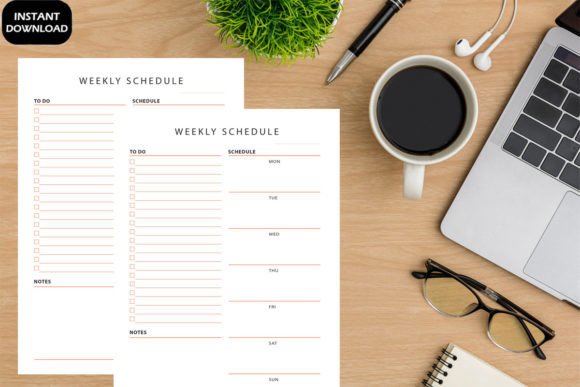 Download Orange Color Weekly Schedule Printable - Premium Bundle
