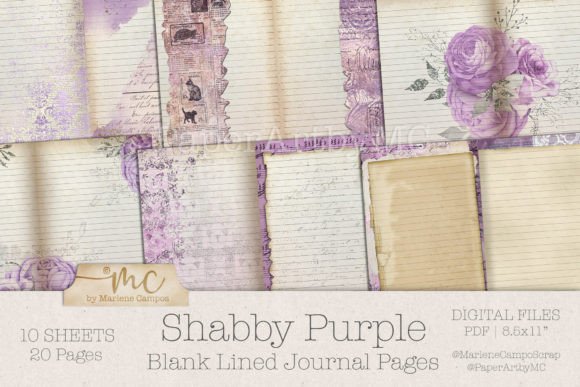 Download Shabby Purple Blank Lined Journal Pages - Journal Collection