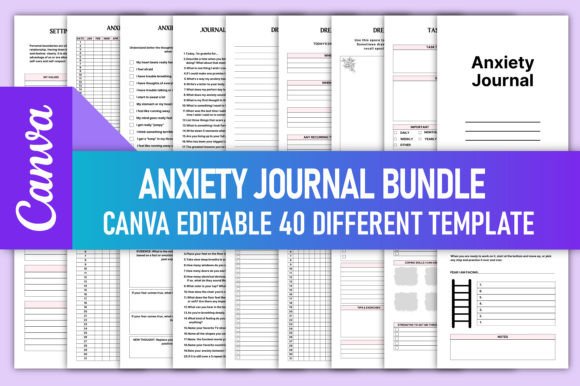 Download Editable Anxiety Journal Bundle Canva - Journal Collection