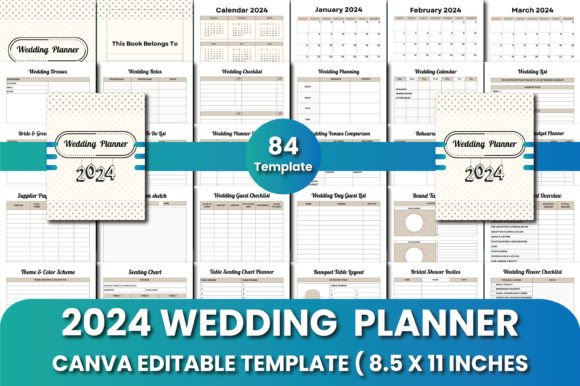Download 2024 Wedding Planner Canva Templates - Planner canva templates Collection