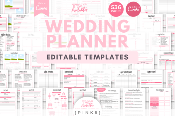 Download Wedding Planner Canva Templates | PINKS - Planner canva templates Collection