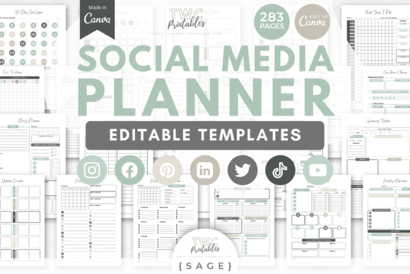 Download Social Media Planner Canva Templates 6 - Planner canva templates Collection