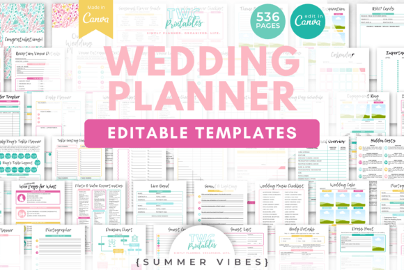 Download Wedding Planner Canva Templates | SUMMER - Planner canva templates Collection