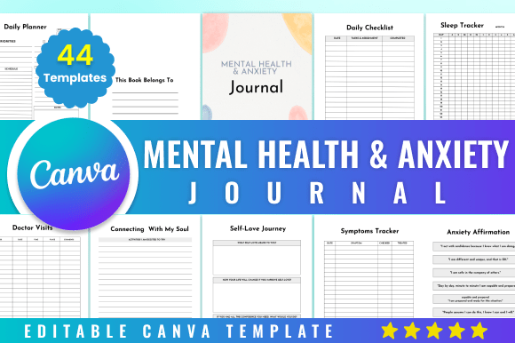 Download Editable Mental Health &amp; Anxiety Journal - Journal Collection