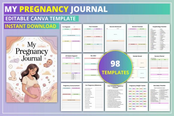 Download My Pregnancy Journal Canva Template - Journal Collection