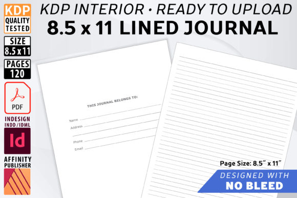 Download 8.5 X 11 Lined Journal - NO BLEED - Journal Collection