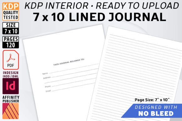 Download 7 X 10 Lined Journal - NO BLEED - Journal Collection